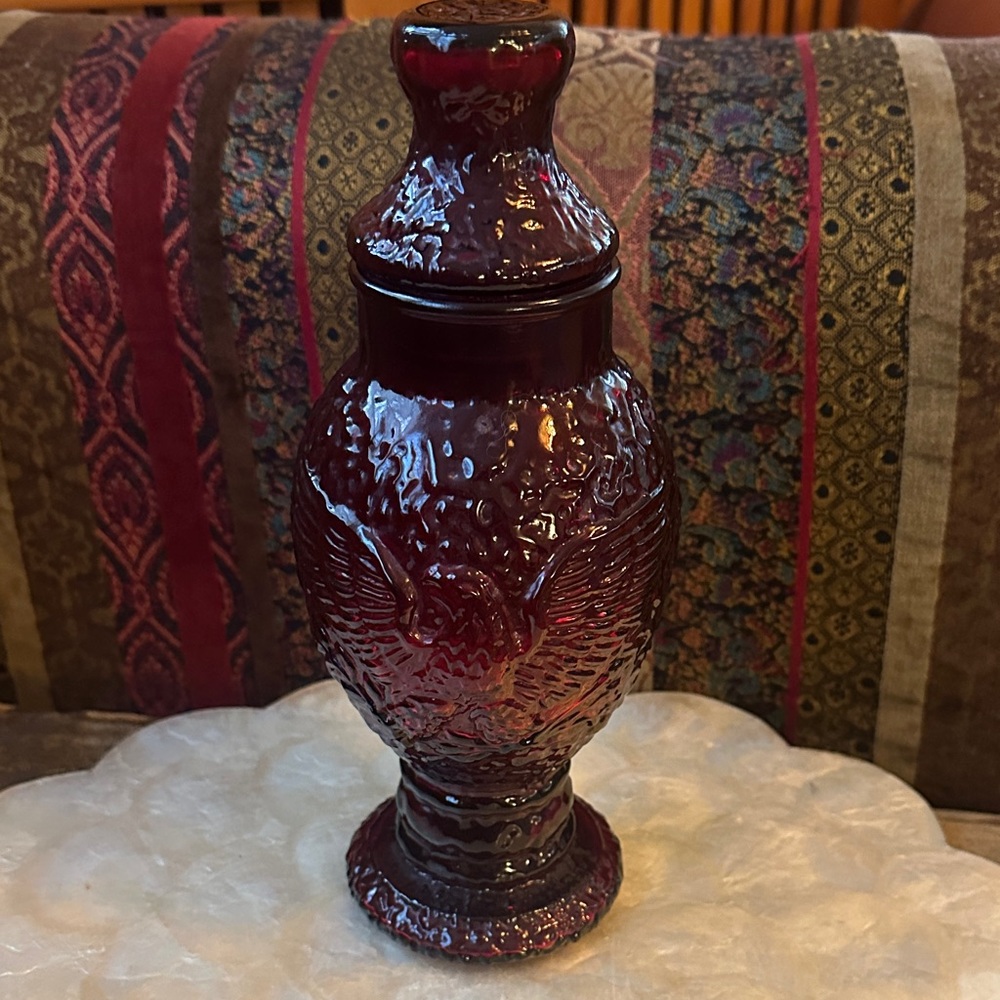 Wheaton Ruby Glass Decanter With Eagle